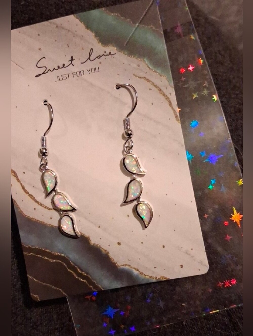 $8 Each Or Bundle 5/$20 Opalescent White Teardrop Cascade Earrings